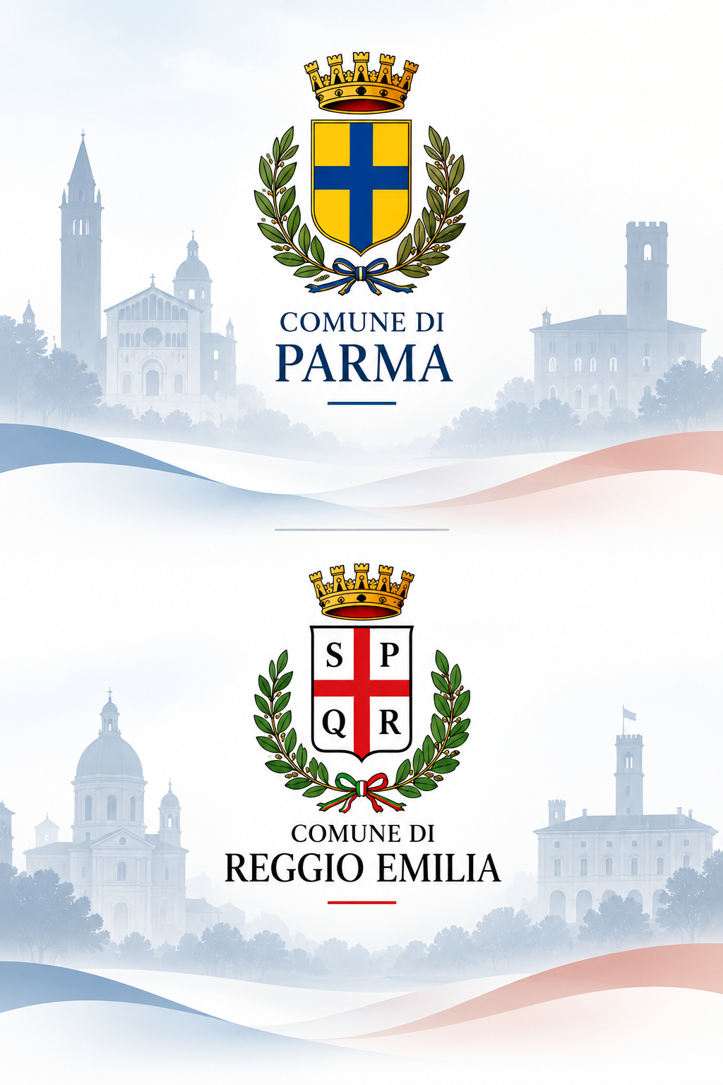 Stemmi di Parma e Reggio Emilia