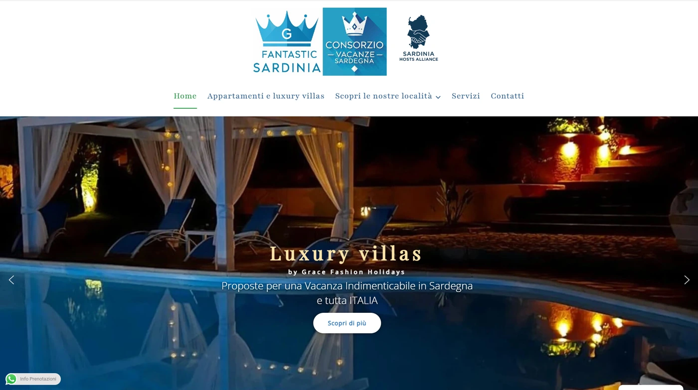 Screenshot del sito Fantastic Sardinia