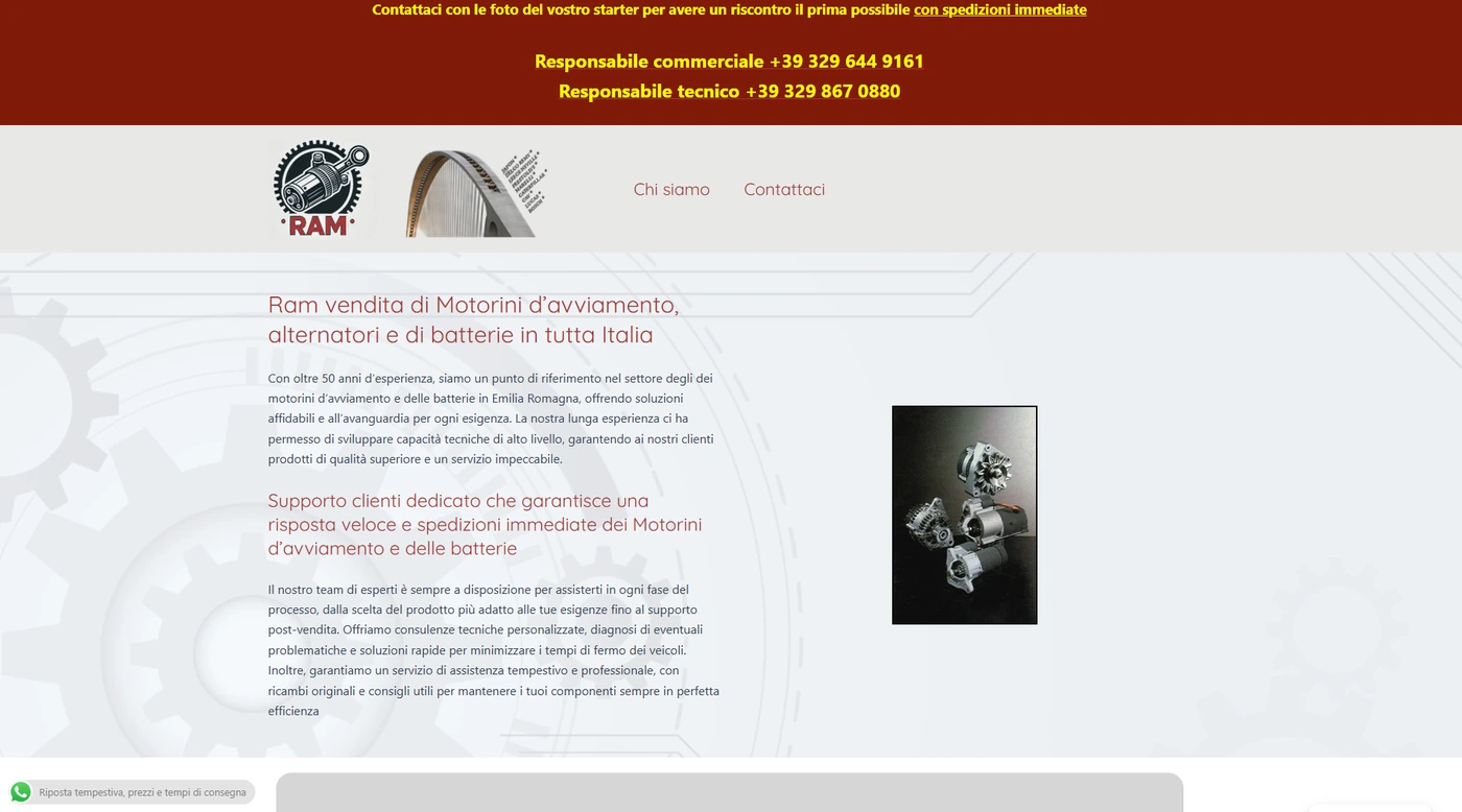 Screenshot del sito Motorini Avviamento / RAM