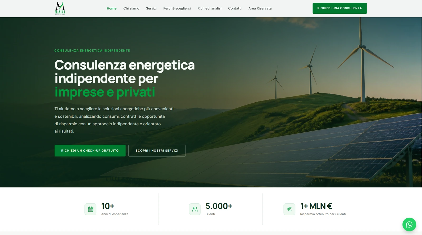 Screenshot della piattaforma digitale Maxima Consulenze
